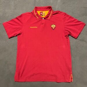 AS Roma Diadora Polo Shirt Mens‎ Large Red Italy Soccer Football